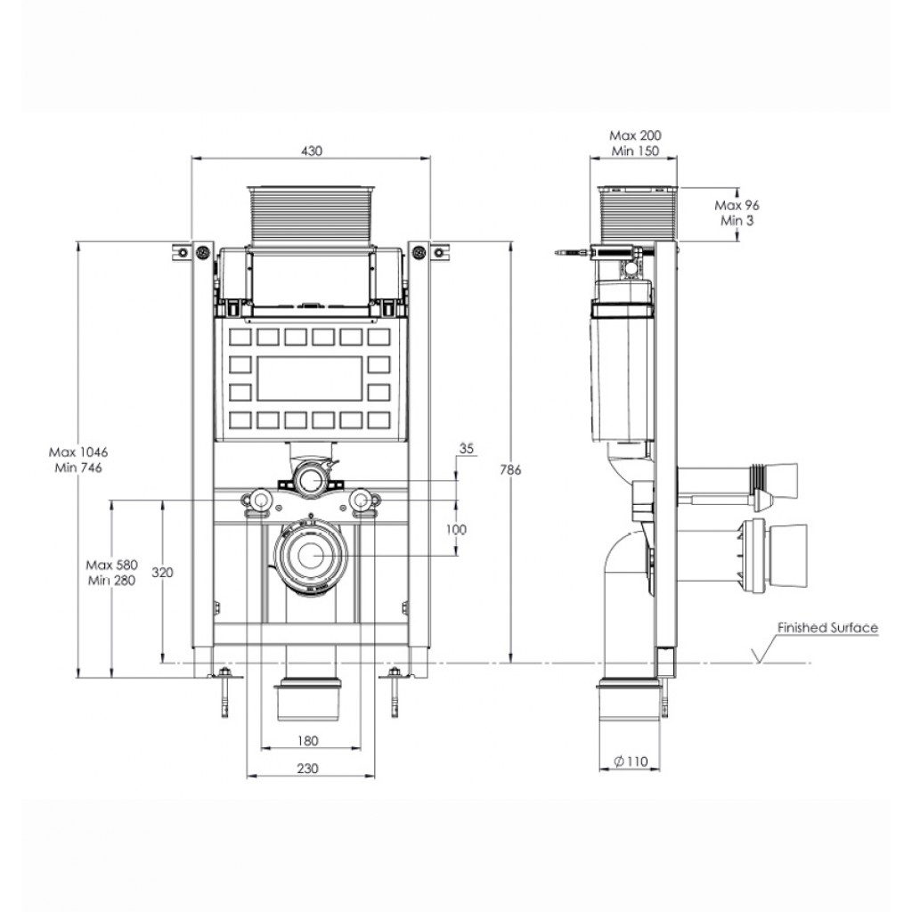 Fluidmaster 3/6 Litre Dual Flush Wall Hung Toilet Frame