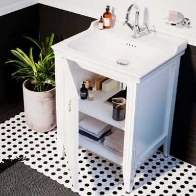 VitrA Valarte Left Hinged Matt White Vanity Unit & Single Tap Basin - 650MM