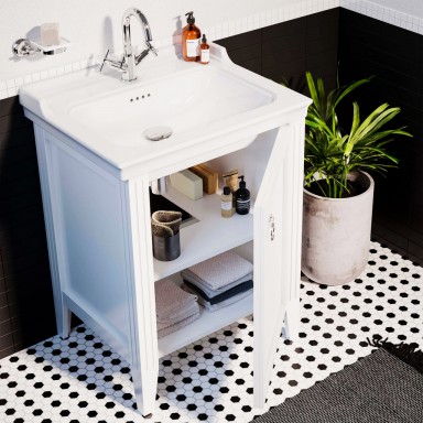 VitrA Valarte Right Hinged Matt White Vanity Unit & Single Tap Basin - 650MM