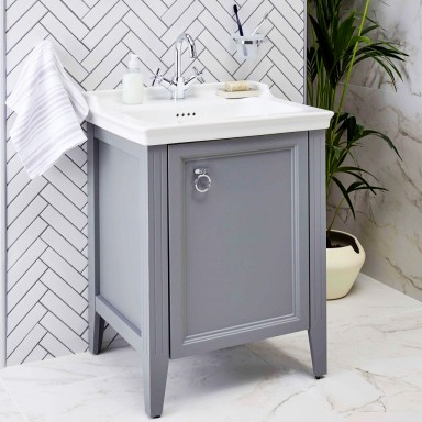 VitrA Valarte Right Hinged Matt Grey Vanity Unit & Single Tap Basin - 650MM