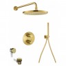 Flova Levo Gold Round 3 Outlet Concealed Thermostatic Shower Set