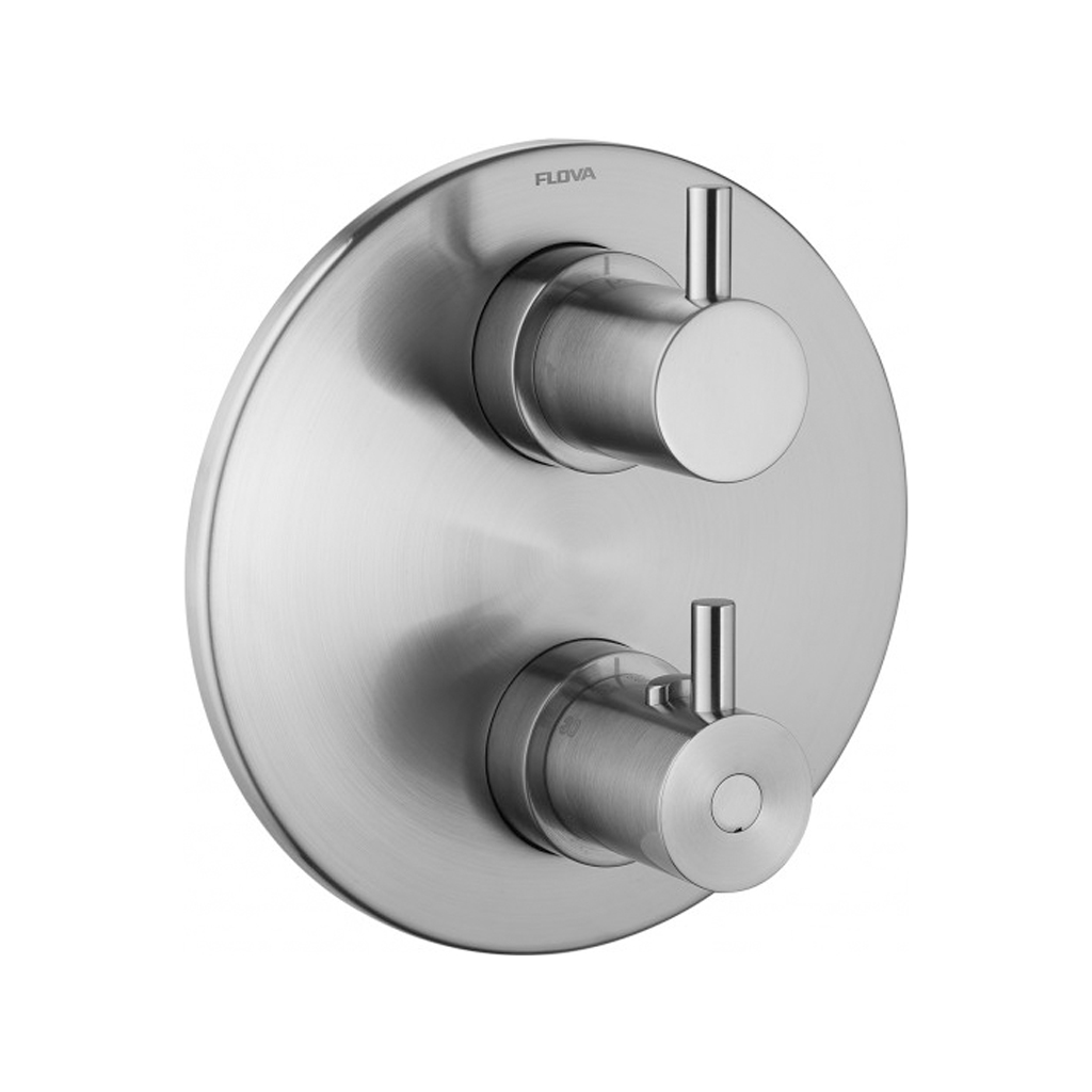 Flova Levo Nickel Round 2 Outlet Concealed Thermostatic Shower Valve