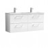 Nuie Arno Vanity Unit & Double Basin - 1200MM Wall Hung 4 Drawer - Gloss White