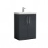 Nuie Arno Vanity Unit & Basin - 600MM Floor Standing 2 Door - Soft Black