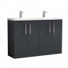 Nuie Arno Vanity Unit & Double Basin - 1200MM Floor Standing 4 Door - Soft Black