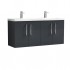 Nuie Arno Vanity Unit & Double Basin - 1200MM Wall Hung 4 Door - Soft Black
