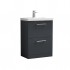 Nuie Arno Vanity Unit & Basin - 600MM Floor Standing 2 Drawer - Soft Black