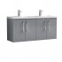 Nuie Arno Vanity Unit & Double Basin - 1200MM Wall Hung 4 Door - Satin Grey