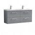 Nuie Arno Vanity Unit & Double Basin - 1200MM Wall Hung 4 Drawer - Satin Grey