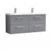 Nuie Arno Vanity Unit & Double Basin - 1200MM Wall Hung 4 Drawer - Satin Grey