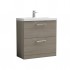 Nuie Arno Vanity Unit & Basin - 800MM Floor Standing 2 Drawer - Solace Oak