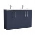 Nuie Arno Vanity Unit & Double Basin - 1200MM Floor Standing 4 Door - Midnight Blue
