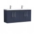 Nuie Arno Vanity Unit & Double Basin - 1200MM Wall Hung 4 Door - Midnight Blue