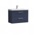 Nuie Arno Vanity Unit & Basin - 800MM Wall Hung 2 Drawer - Midnight Blue