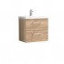 Nuie Arno Vanity Unit & Basin - 600MM Wall Hung 2 Drawer - Bleached Oak