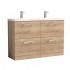 Nuie Arno Vanity Unit & Double Basin - 1200MM Floor Standing 4 Drawer - Bleached Oak
