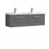 Nuie Arno Vanity Unit & Double Basin - 1200MM Wall Hung 2 Drawer - Anthracite Woodgrain