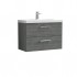 Nuie Arno Vanity Unit & Basin - 800MM Wall Hung 2 Drawer - Anthracite Woodgrain