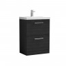 Nuie Arno Vanity Unit & Basin - 600MM Floor Standing 2 Drawer - Charcoal Black