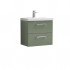 Nuie Arno Vanity Unit & Basin - 600MM Wall Hung 2 Drawer - Satin Green
