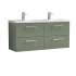 Nuie Arno Vanity Unit & Double Basin - 1200MM Wall Hung 4 Drawer - Satin Green
