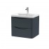 Nuie Lunar Vanity Unit & Basin - 600mm Wall Hung 2 Drawer - Ceramic Basin