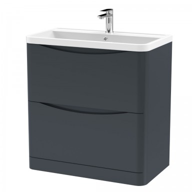 Nuie Lunar Vanity Unit & Basin - 800mm Floor Standing 2 Drawer - Polymarble Basin