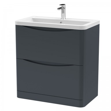 Nuie Lunar Vanity Unit & Basin - 800mm Floor Standing 2 Drawer - Ceramic Basin