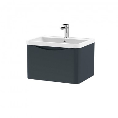 Nuie Lunar Vanity Unit & Basin - 600mm Wall Hung 1 Drawer - Polymarble Basin