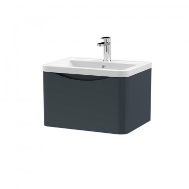 Nuie Lunar Vanity Unit & Basin - 600mm Wall Hung 1 Drawer - Ceramic Basin