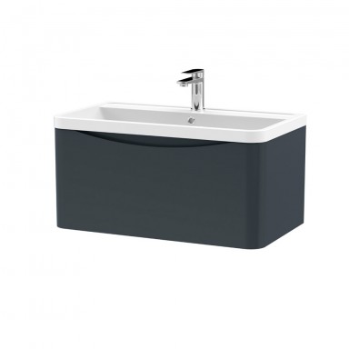 Nuie Lunar Vanity Unit & Basin - 800mm Wall Hung 1 Drawer - Polymarble Basin