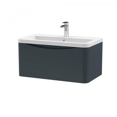 Nuie Lunar Vanity Unit & Basin - 800mm Wall Hung 1 Drawer - Ceramic Basin