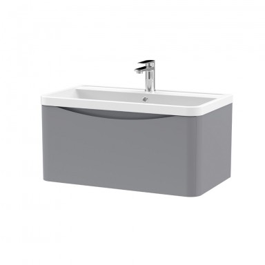 Nuie Lunar Vanity Unit & Basin - 800mm Wall Hung 1 Drawer - Polymarble Basin