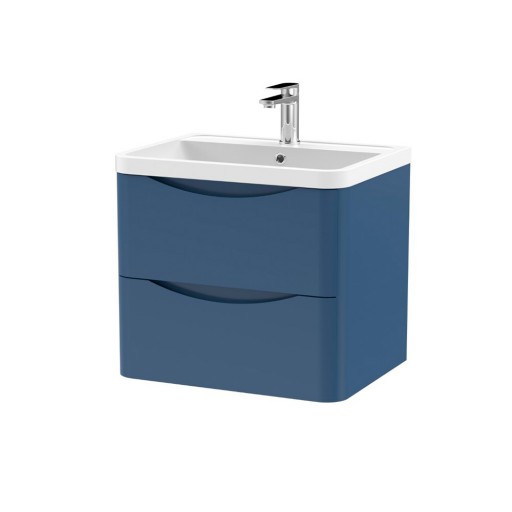 Nuie Lunar Vanity Unit & Basin - 600mm Wall Hung 2 Drawer - Polymarble Basin