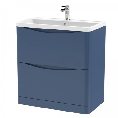 Nuie Lunar Vanity Unit & Basin - 800mm Floor Standing 2 Drawer - Polymarble Basin