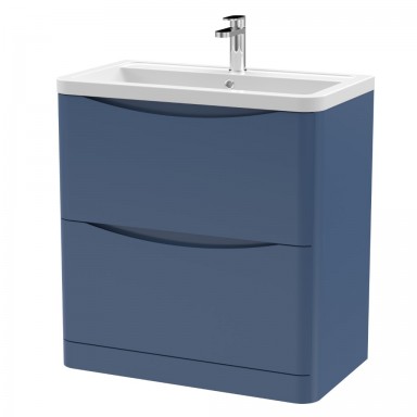 Nuie Lunar Vanity Unit & Basin - 800mm Floor Standing 2 Drawer - Ceramic Basin