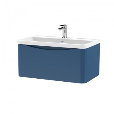 Nuie Lunar Vanity Unit & Basin - 800mm Wall Hung 1 Drawer - Polymarble Basin