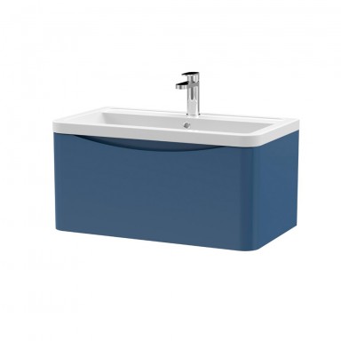 Nuie Lunar Vanity Unit & Basin - 800mm Wall Hung 1 Drawer - Ceramic Basin