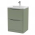 Nuie Lunar Vanity Unit & Basin - 600mm Floor Standing 2 Drawer - Ceramic Basin