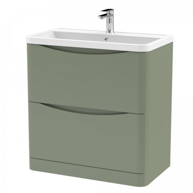 Nuie Lunar Vanity Unit & Basin - 800mm Floor Standing 2 Drawer - Polymarble Basin