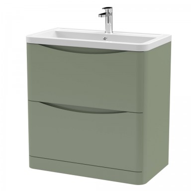 Nuie Lunar Vanity Unit & Basin - 800mm Floor Standing 2 Drawer - Ceramic Basin