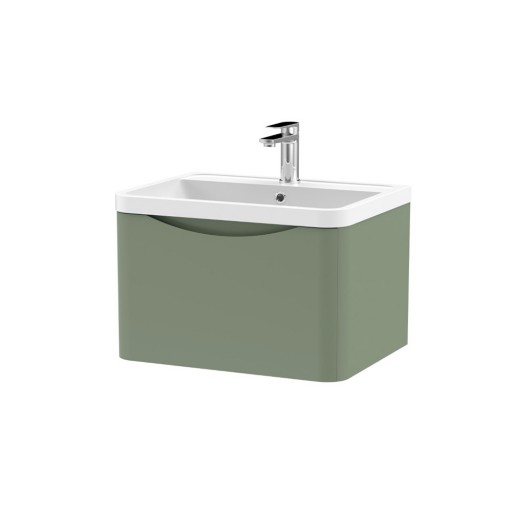 Nuie Lunar Vanity Unit & Basin - 600mm Wall Hung 1 Drawer - Polymarble Basin