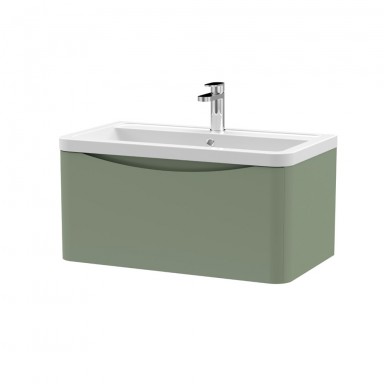 Nuie Lunar Vanity Unit & Basin - 800mm Wall Hung 1 Drawer - Ceramic Basin