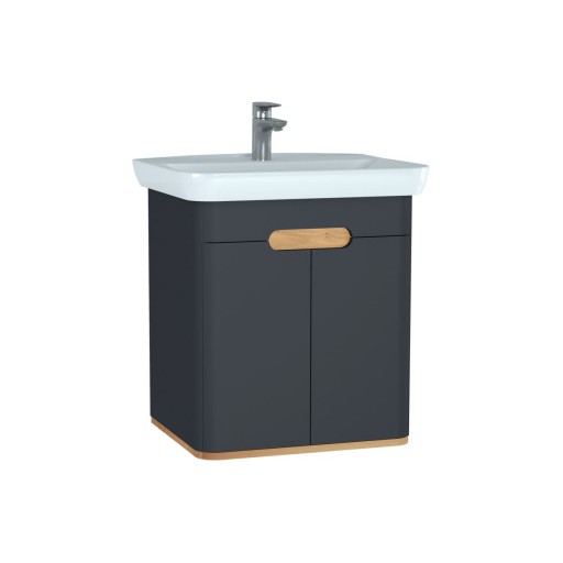 Vitra Sento Vanity Unit & Basin With Doors - 650MM Matt Anthracite