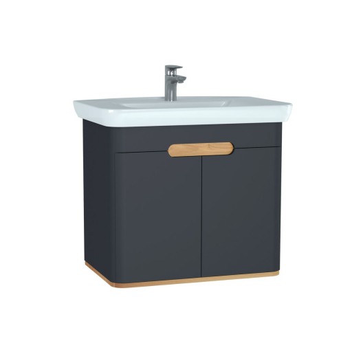 Vitra Sento Vanity Unit & Basin With Doors - 800MM Matt Anthracite