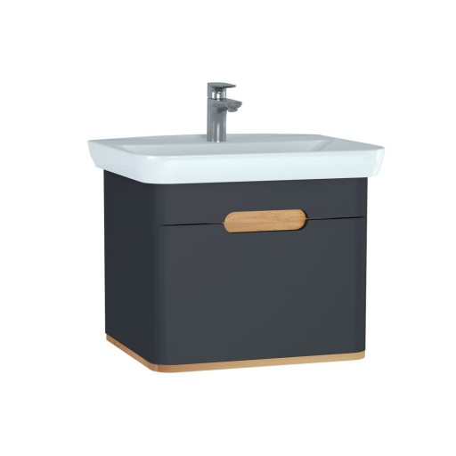 Vitra Sento Vanity Unit & Basin 1 Drawer - 650MM Matt Anthracite