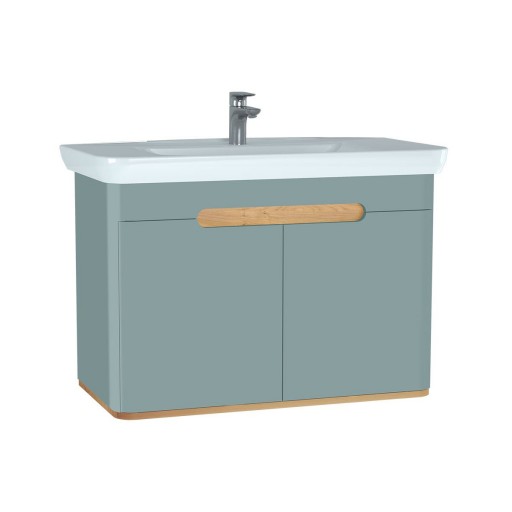 Vitra Sento Vanity Unit & Basin With Doors - 1000MM Matt Fjord Green