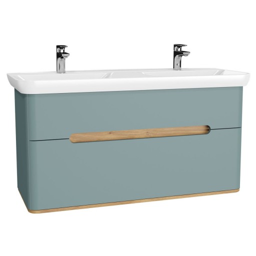 Vitra Sento Vanity Unit & Double Basin - 1300MM Matt Fjord Green