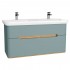 Vitra Sento Vanity Unit & Double Basin - 1300MM Matt Fjord Green