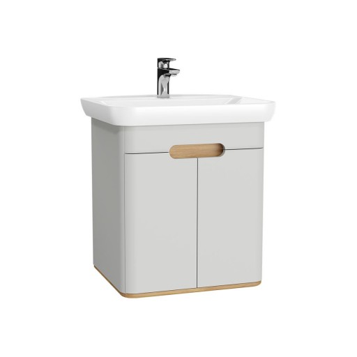 Vitra Sento Vanity Unit & Basin With Doors - 650MM Matt Light Grey